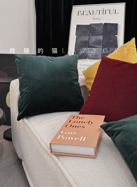 复古红丝绒新年红斯莱特林圣诞绿氛围布置沙发抱枕靠垫民宿酒店