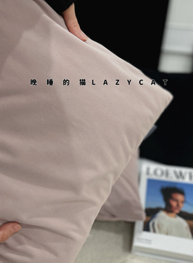 晚睡的猫脏脏粉色黑色低饱和度家居抱枕软装靠垫沙发靠枕客厅