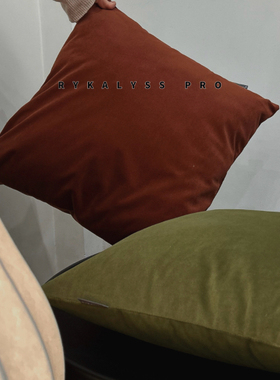 RYKALYSS法式中式复古焦糖南瓜色丝绒抱枕套沙发靠垫百搭美式客厅