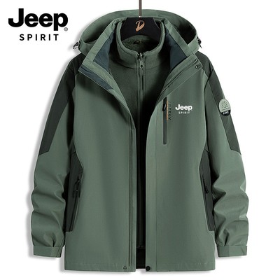 JEEP吉普2025秋冬新款三合一冲锋衣防风防雨夹克外套加绒加厚旅行