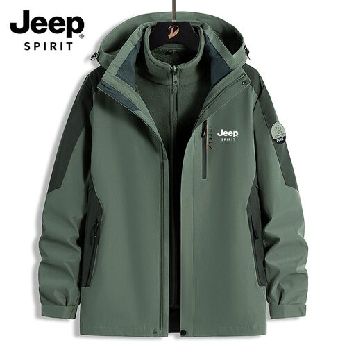 JEEP吉普2025秋冬新款三合一冲锋衣防风防雨夹克外套加绒加厚旅行