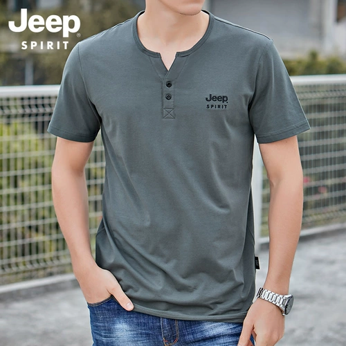Jeep, летний джип, футболка с коротким рукавом для мальчиков, приятная телу хлопковая рубашка, V-образный вырез