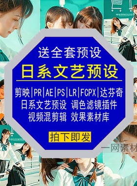 日系文艺预设PR调色PS滤镜LR剪映FCPX达芬奇LUT插件视频剪辑素材