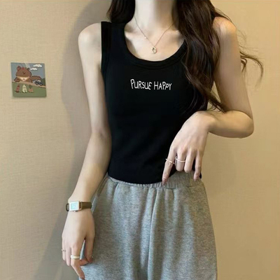2025夏季纯棉吊带背心女修身显瘦小个子设计感宽肩带无袖辣妹上衣