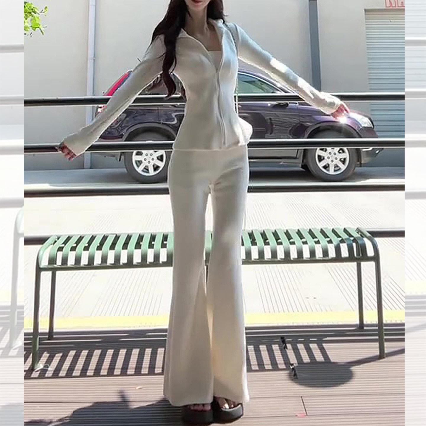 长袖卫衣开衫微喇裤两件套女2025冬季德绒保暖高级感立领修身套装,女装/女士精品,休闲运动套装,淘宝优惠券,粉丝福利购,淘宝优惠卷