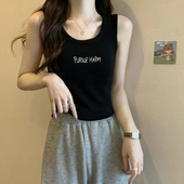 甜酷黑色棉质外穿打底遮副乳吊带背心女基础款 2026夏季 新款 小上衣