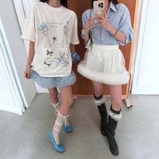 韩代少女甜美百搭蕾丝蓬蓬裙半身裙短裙 KAKAMEE十三行夏款 A2526