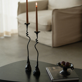 retro中古铸铁复古烛台座做旧艺术造型烛光晚餐枝形蜡烛装 饰摆件