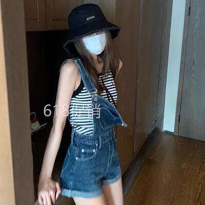牛仔抱婴袋裤女夏新款韩系设计感显瘦显腿长气质高腰短裤小个子百