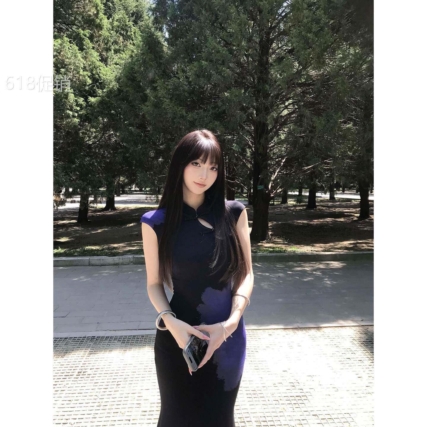 【下周六】【新品】新中式水墨晕染网纱鱼尾裙氛围修身洋装女夏