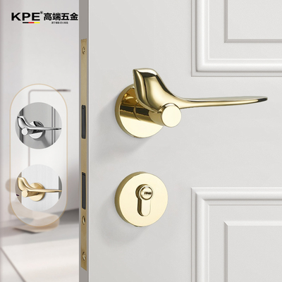 KPE小鸟门锁室内金色分体木门把手现代轻奢卧室磁吸静音房门锁具