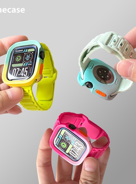 新款硅胶运动iwatch手表带S10适用苹果Applewatch789se表带保护套