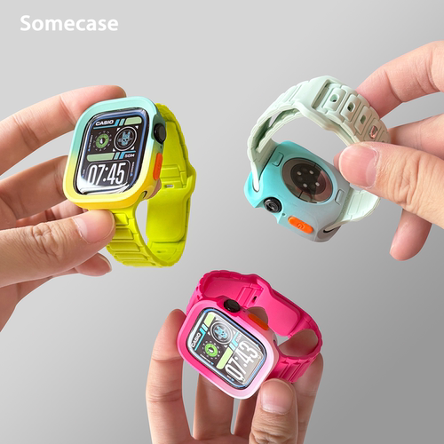 新款硅胶运动iwatch手表带S10适用苹果Applewatch789se表带保护套