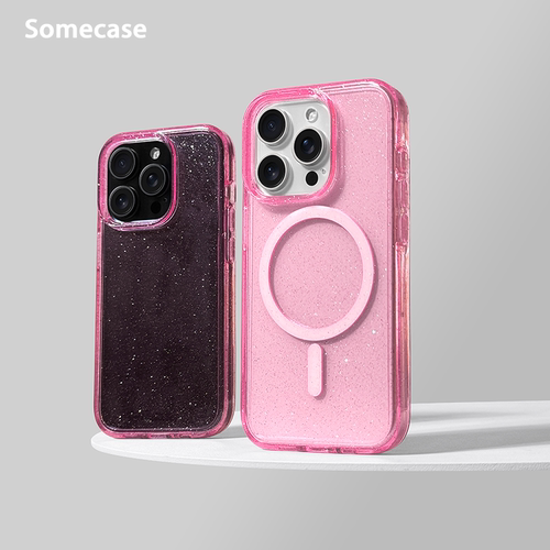 高级感闪粉强磁防摔苹果手机壳