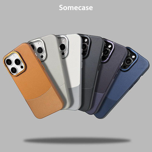 新款高级感皮革拼色苹果保护壳