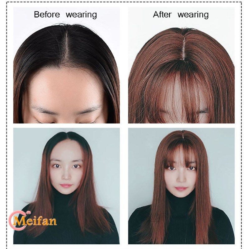 top hair pieces with bangs half head wig stright natural flu