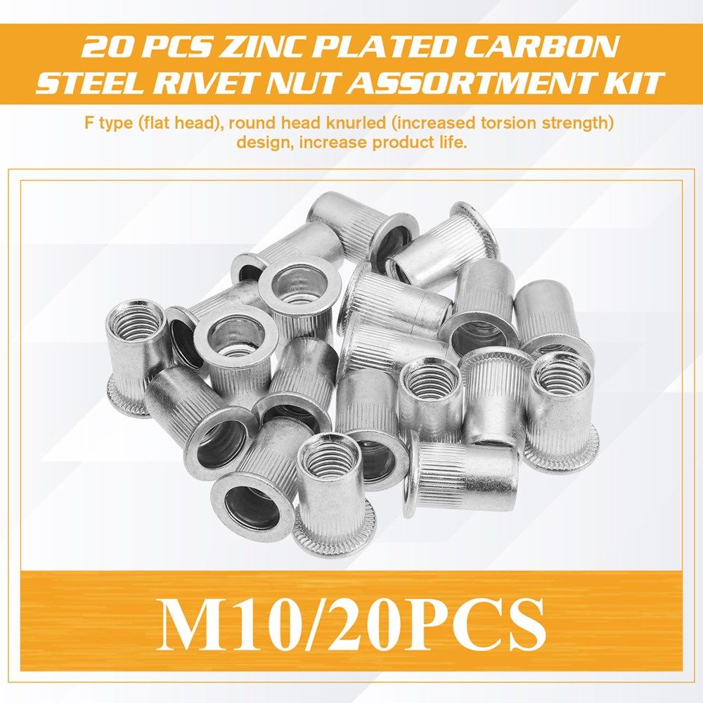 20pcs rivet nuts m3 m4 m5 m6 m8 m10 aluminum alloy flat head