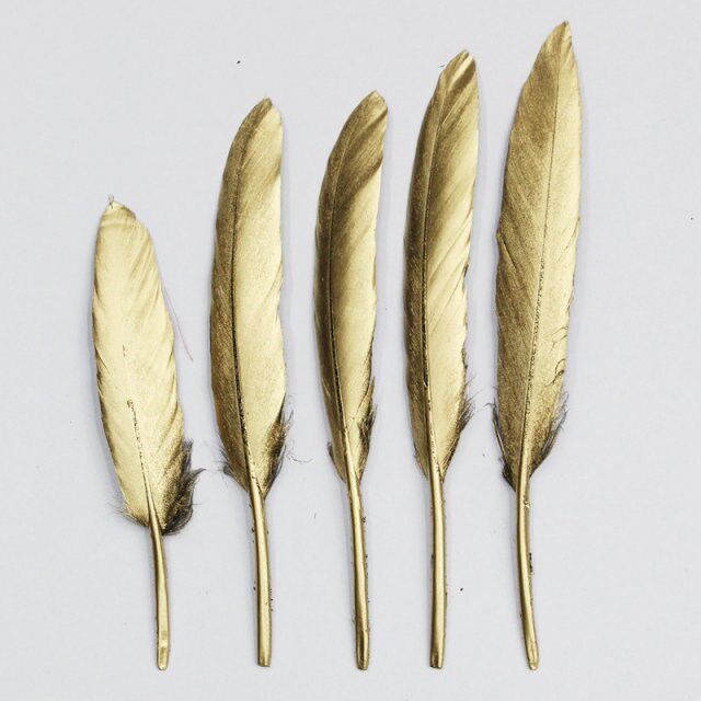 10/20pcs gold plated feathers 5-7inches for christmas weddin
