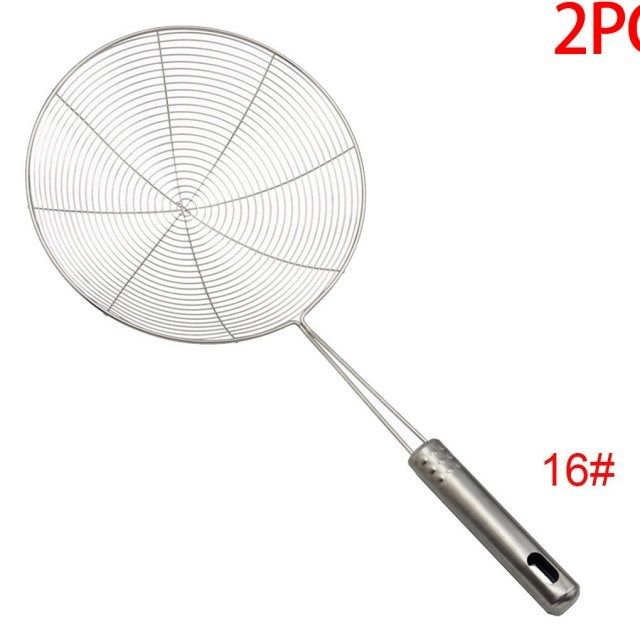 2 pieces solid spider strainer skimmer ladle stainless steel