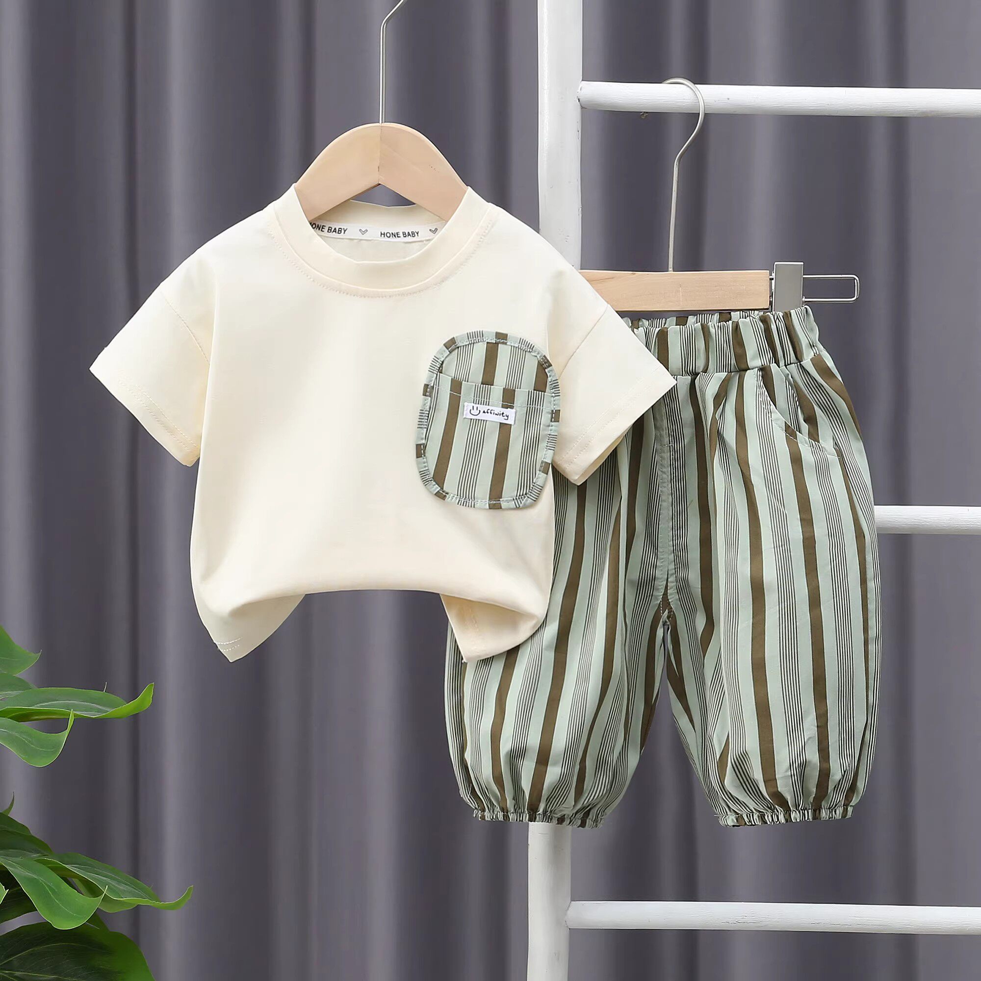 婴儿衣服夏季时髦韩版纯棉短袖T恤套装八9十个月一周岁男宝宝夏装