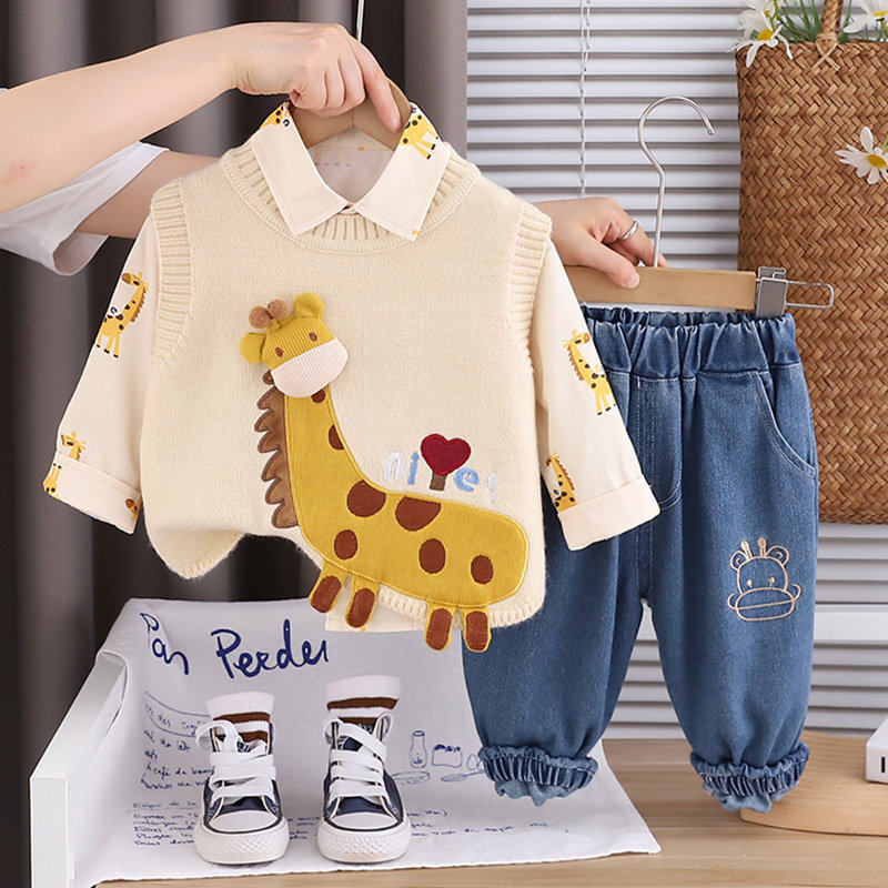 男童时髦秋装套装洋气宝宝春秋季毛衣马甲三件套婴儿小童装衣服潮,童装/婴儿装/亲子装,套装,淘宝优惠券,粉丝福利购,淘宝优惠卷