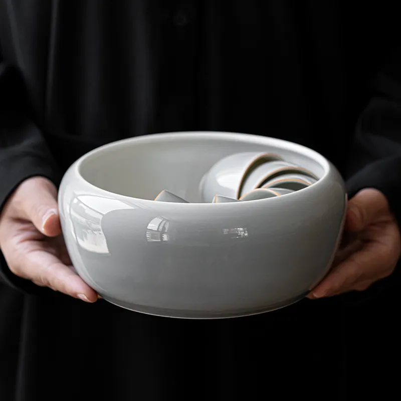 茶洗大号陶瓷冰灰釉烟灰色青瓷功夫茶具配件水洗笔洗家用水盂批发