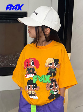 edo1一度旗下FMXoutlets卡通立体印花T恤衫儿童通勤款宽松上衣