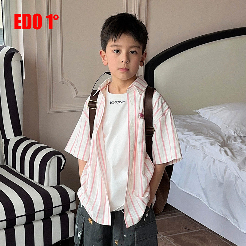 edo1一度童装outlets儿童夏季时尚条纹短袖衬衫休闲宽松凉感衬衣,童装/婴儿装/亲子装,衬衫,淘宝优惠券,粉丝福利购,淘宝优惠卷