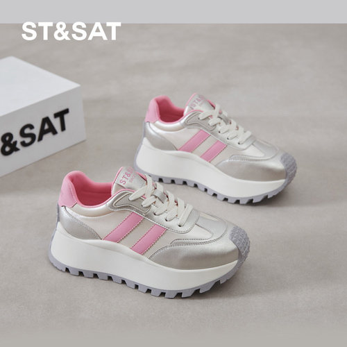 星期六女鞋2024秋季新品5CM爆款老爹鞋真皮欧货轻奢运动休闲鞋子