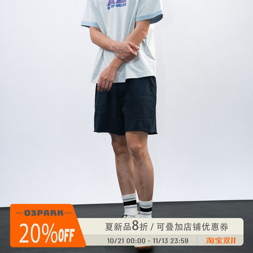 O3PARK美式运动卷边四分短裤