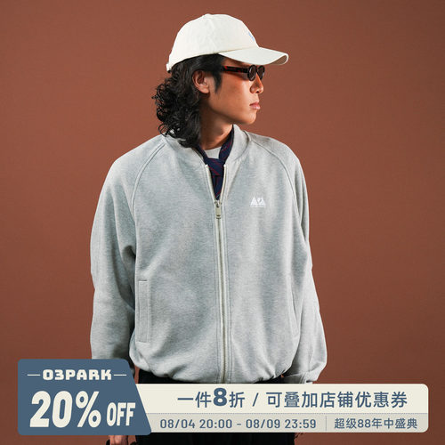 O3PARK美式复古棒球领加绒夹克