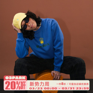 RELAX O3PARK春季 劳力是无止境请 宽松复古 加绒印花卫衣 新款