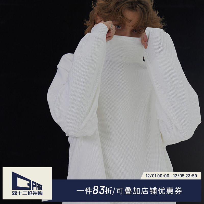 o3park高领卫衣华夫格简约百搭