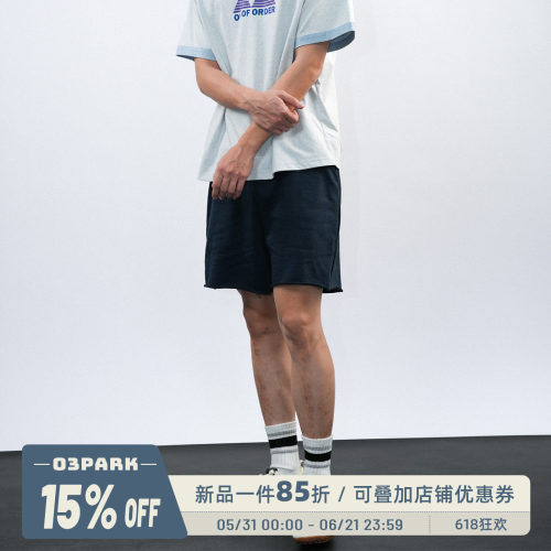 O3PARK美式运动卷边四分短裤