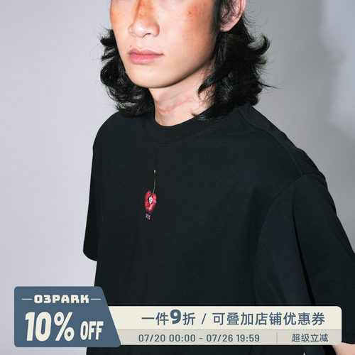 O3PARK新款车厘子水果印花T恤