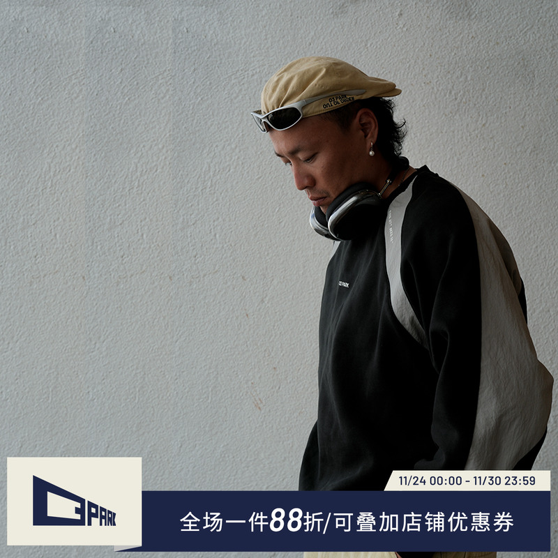 o3park复古卫衣重磅套头水洗