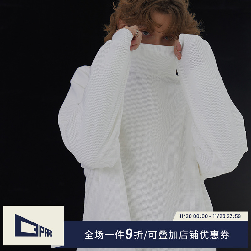 o3park高领卫衣华夫格简约百搭