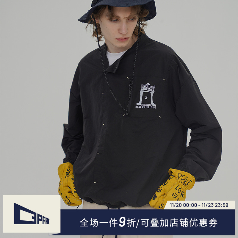 o3park复古风衣侧开领防水套头