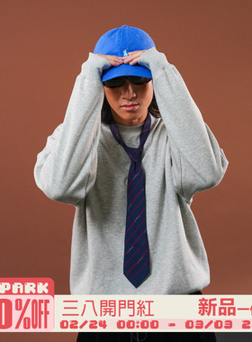 O3PARK 秋季新款百搭宽松圆领套头复古日系抽绳加绒薄款短款卫衣