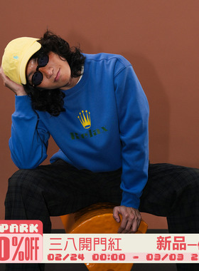 O3PARK春季新款宽松复古“劳力是无止境请 RELAX”加绒印花卫衣