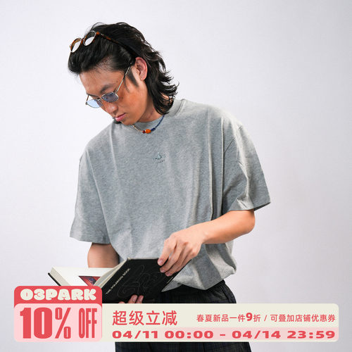 O3PARK夏季纯棉宽松DRUNKT恤
