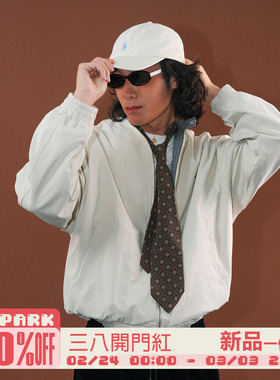 O3PARK秋冬季新惠林顿夹克宽松百搭日系复古格纹刺绣立领夹克外套