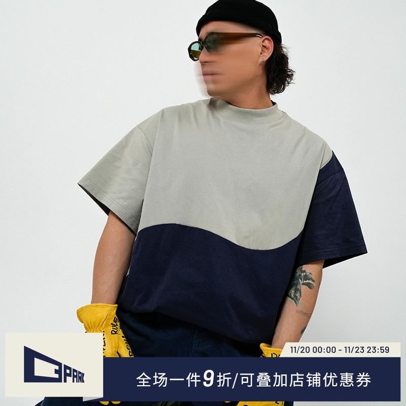 o3park撞色太极短袖T恤