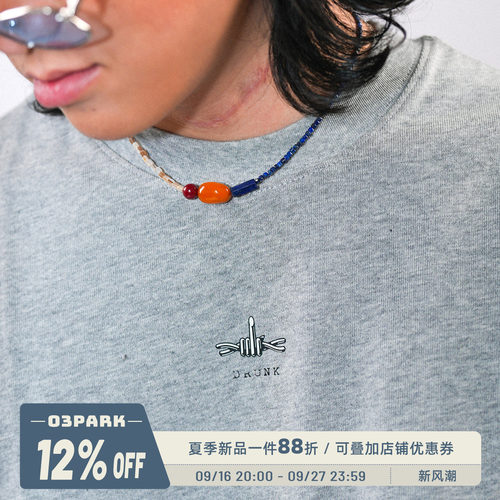 O3PARK夏季纯棉宽松DRUNKT恤