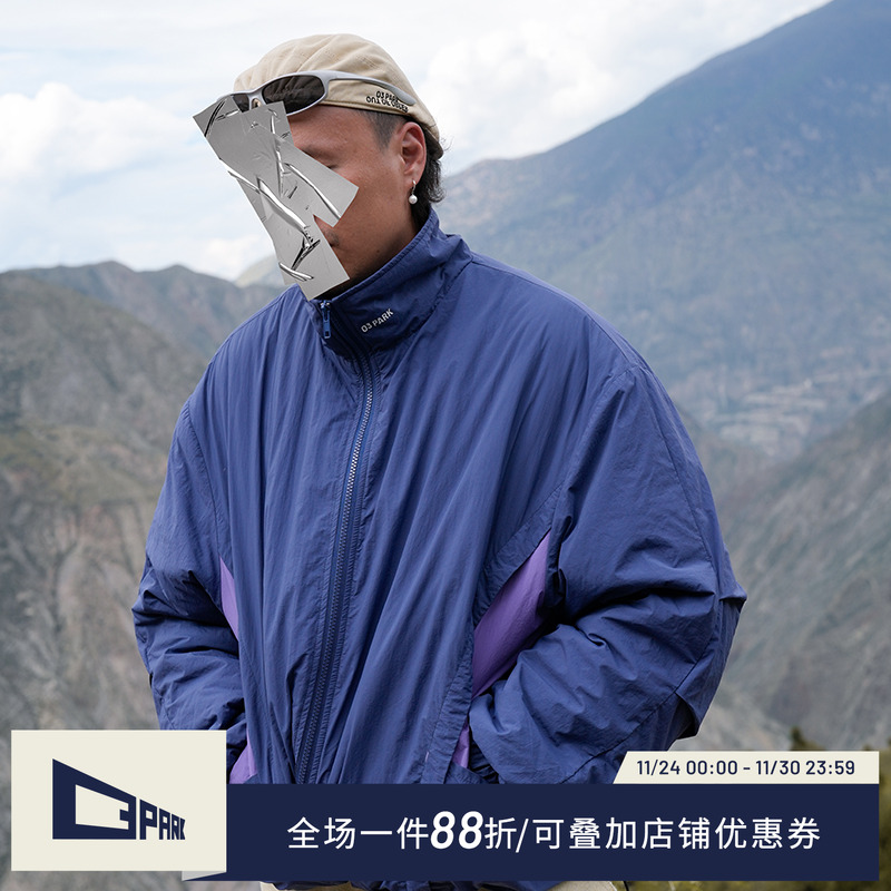 o3park加厚面包服撞色拼接复古