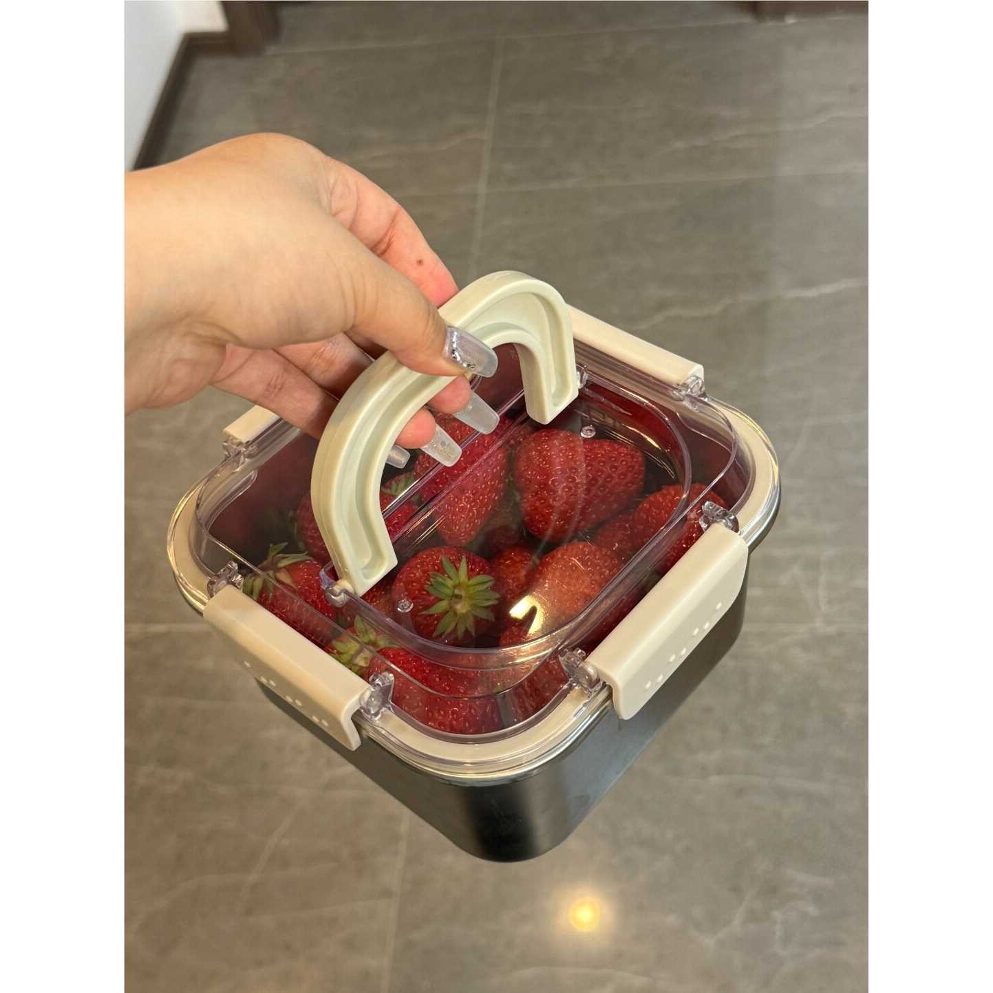 @ININ304钢保鲜盒饭盒正方形大容量水果蔬菜密封便当餐盒收纳盒