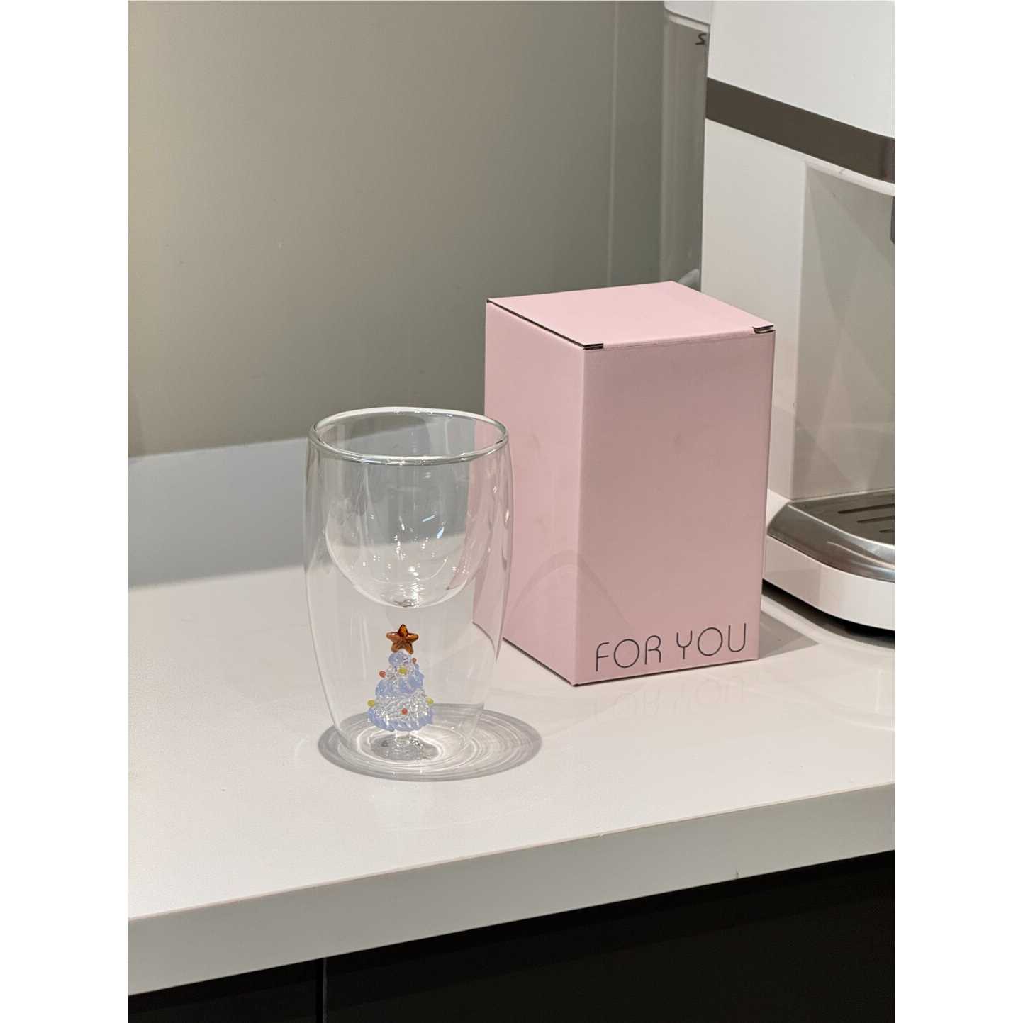 #ININ原创圣诞高脚杯高颜值卡通香槟红酒杯送礼礼盒双层杯果酒HD