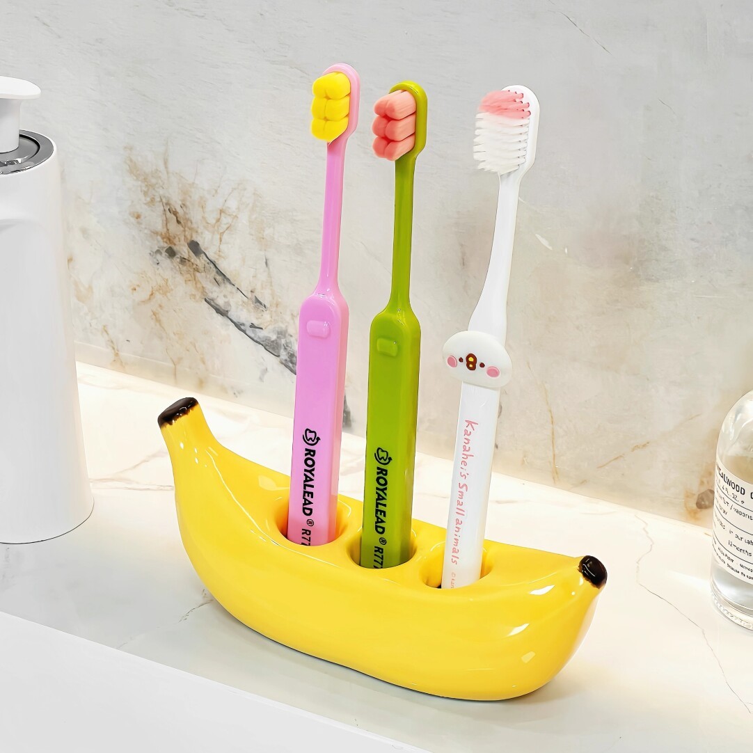 #ININ卡通香蕉牙刷架儿童普通牙刷底座可爱洗漱台手动牙刷支架Y