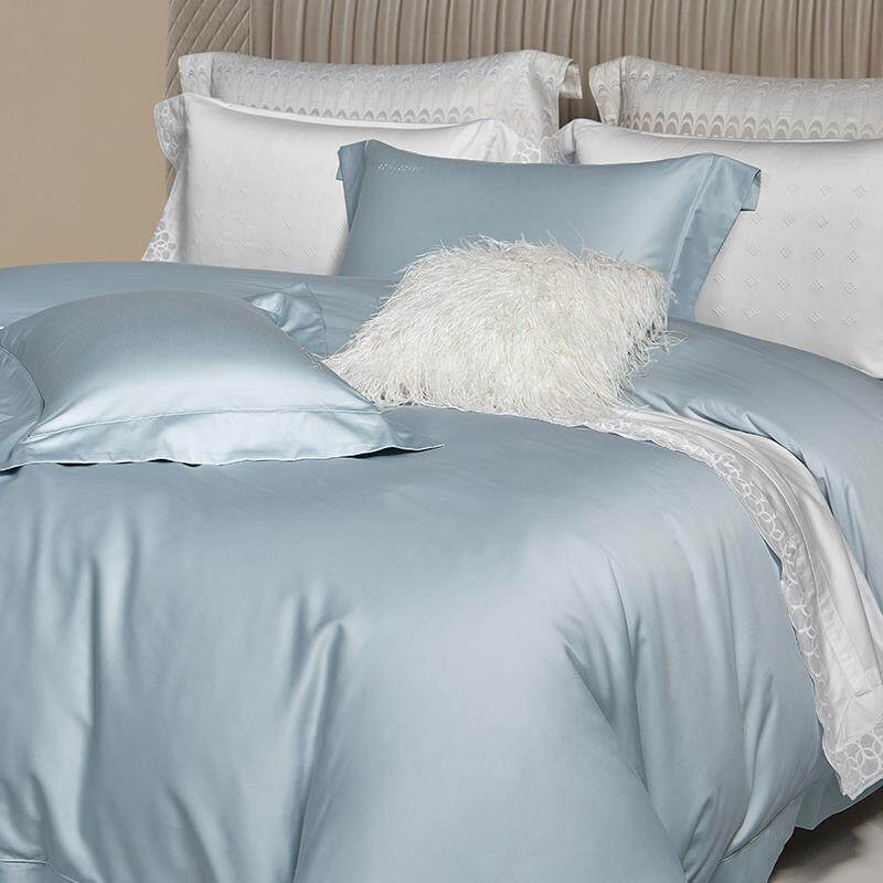 罗卡芙 100%新疆长绒棉床品全棉北欧风素色套件轻奢纯色四件套
