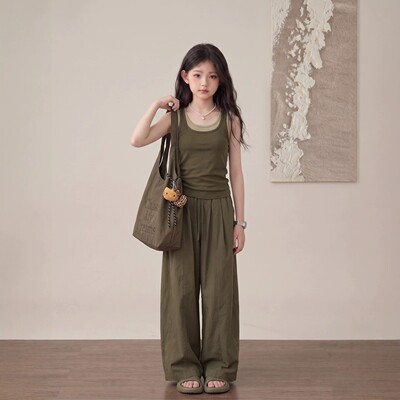 小孩衣服女孩12岁儿童套装女童时尚洋气时髦裤子2026新款夏季薄款 — 1
